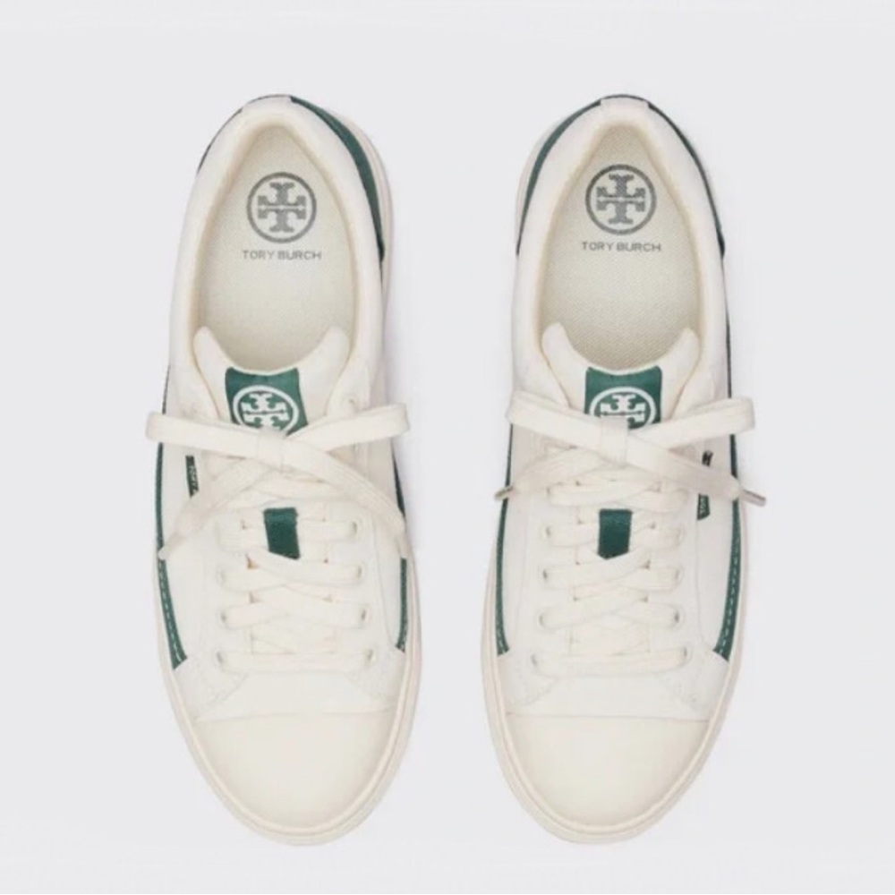 Tory Burch Classic Court Sneaker in Ivory Canvas / Mineral 9